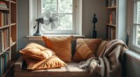 cozy fan reading corner