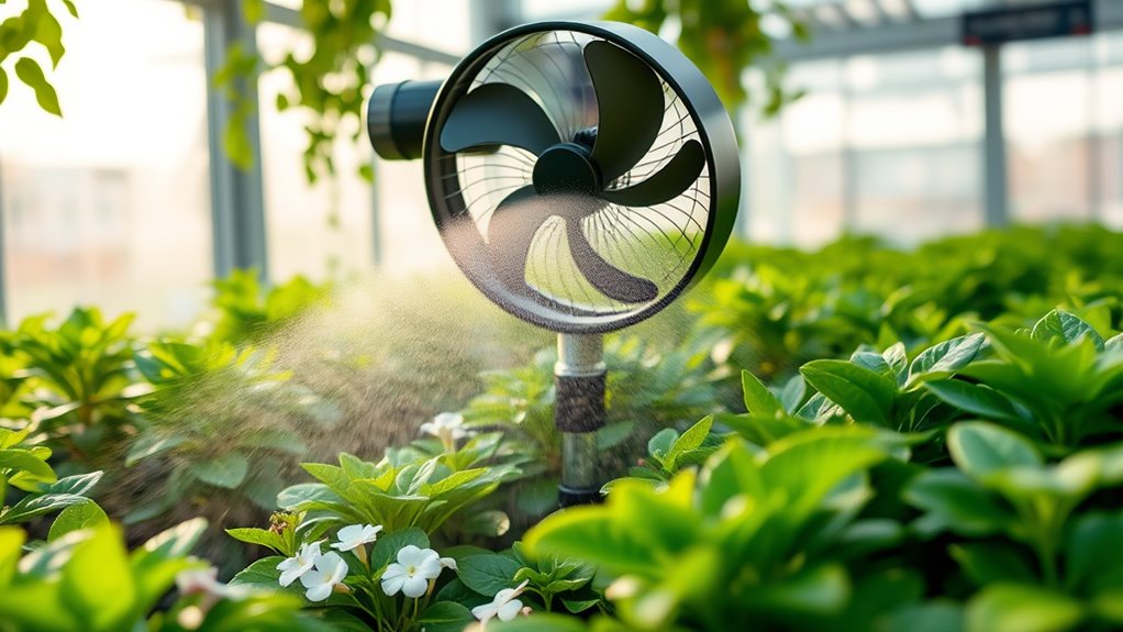 greenhouse misting fan features