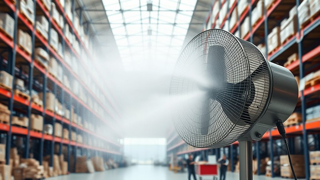 heavy duty warehouse misting fans