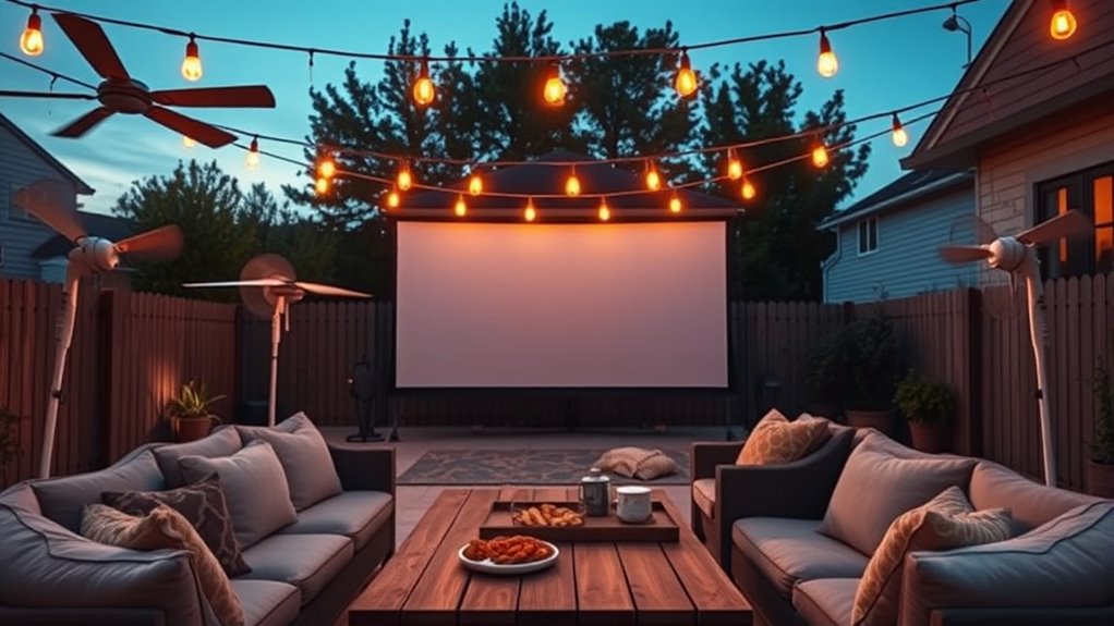 outdoor movie night setup