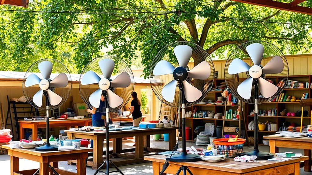 outdoor workshop fan setup