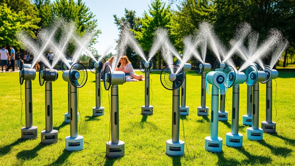 portable battery powered misting fans