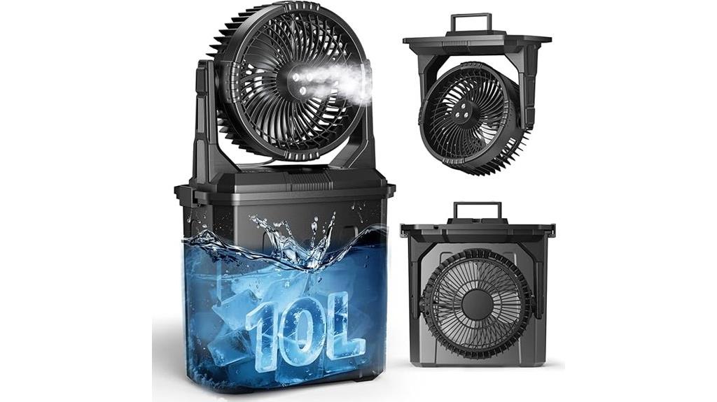 portable fan with spray