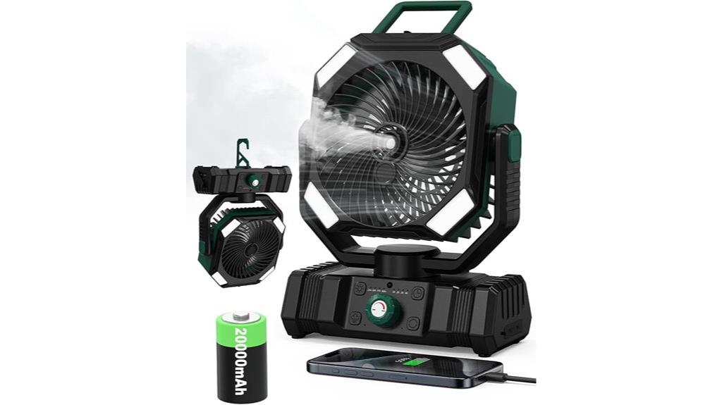 portable misting fan battery