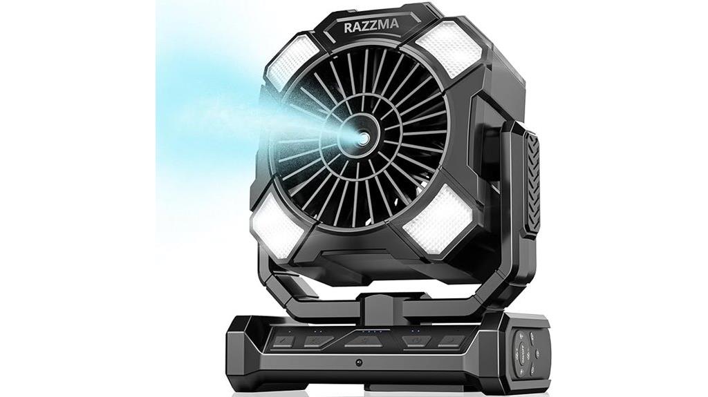 portable misting fan remote