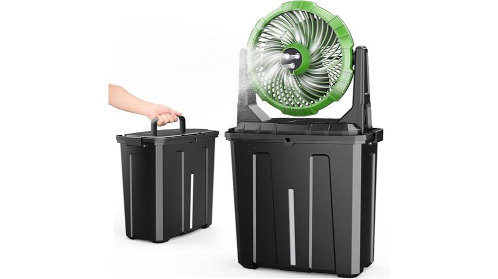 portable misting fan with 9l bucket