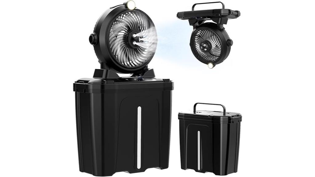 portable misting fan with large reservoir