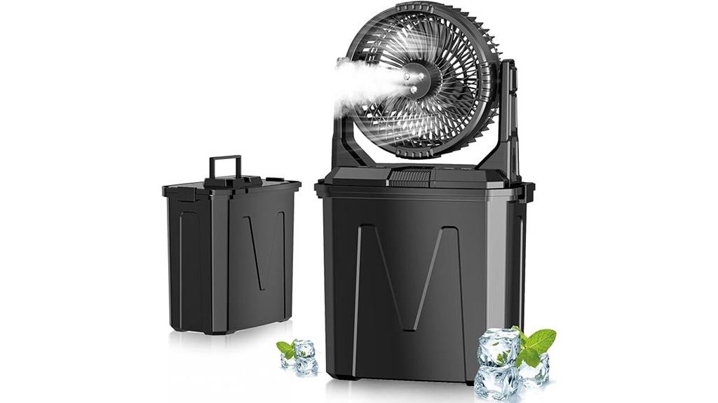 portable misting fan with large tank