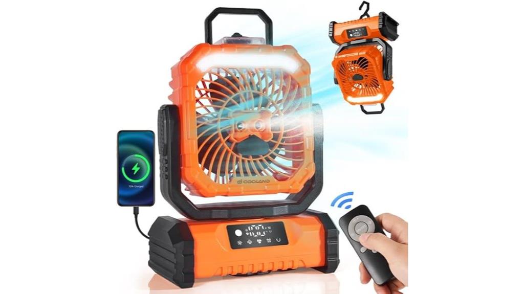 portable misting fan with light