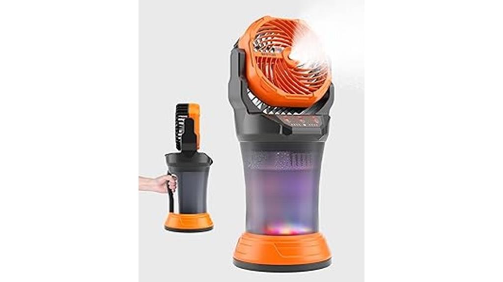 portable misting fan with lights