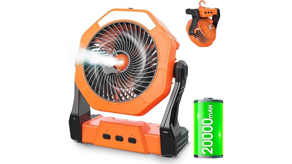 portable misting fan with long lasting battery