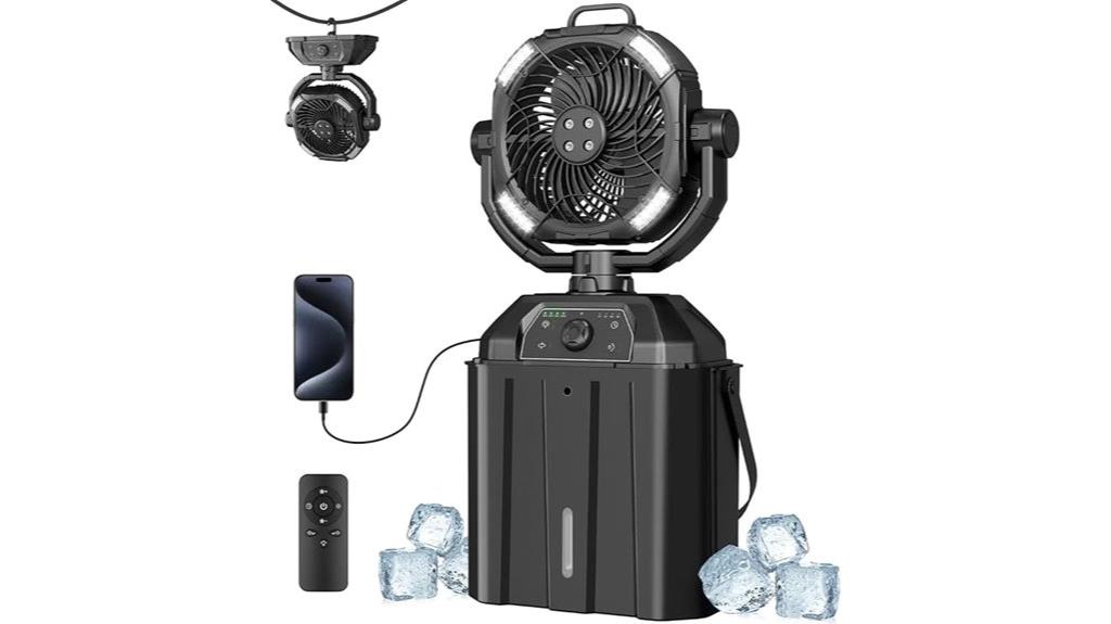 portable misting fan with rechargeable remote