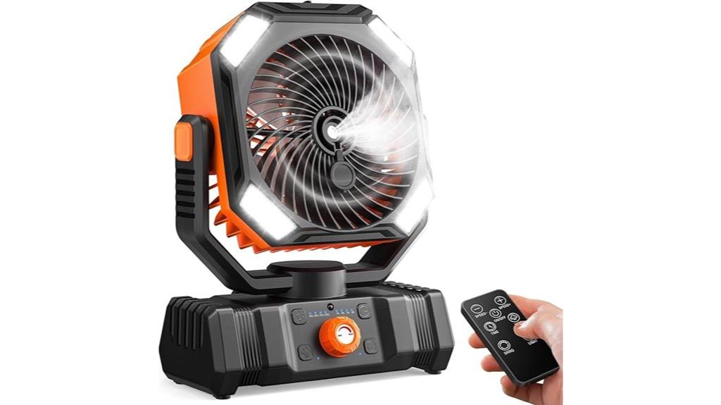 portable misting fan with remote
