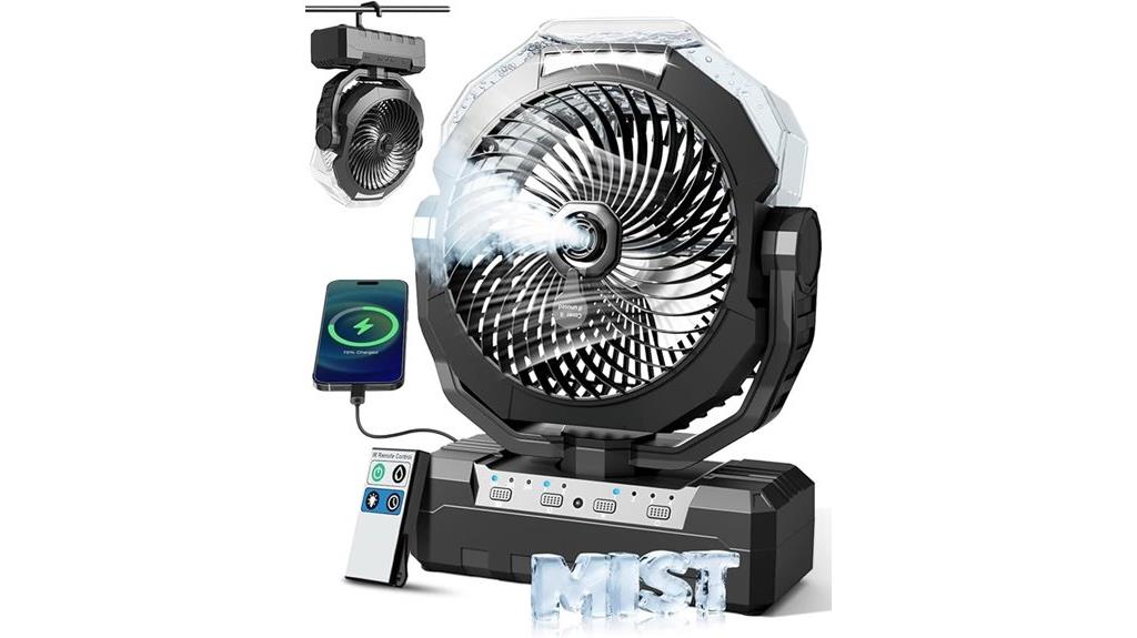 portable misting fan with remote
