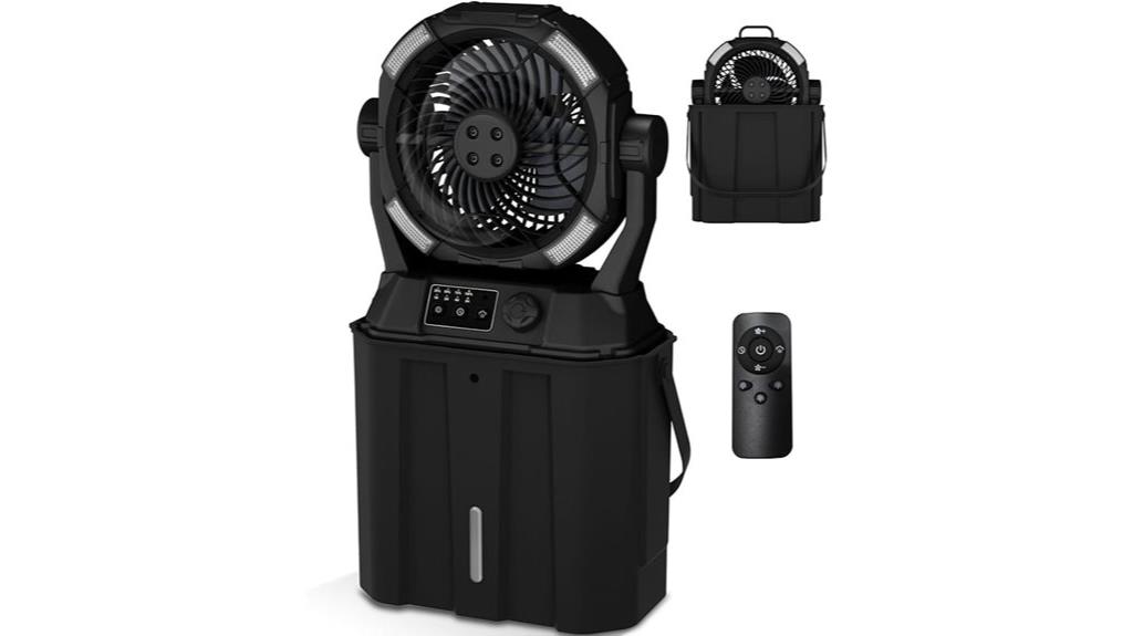 portable misting fan with remote