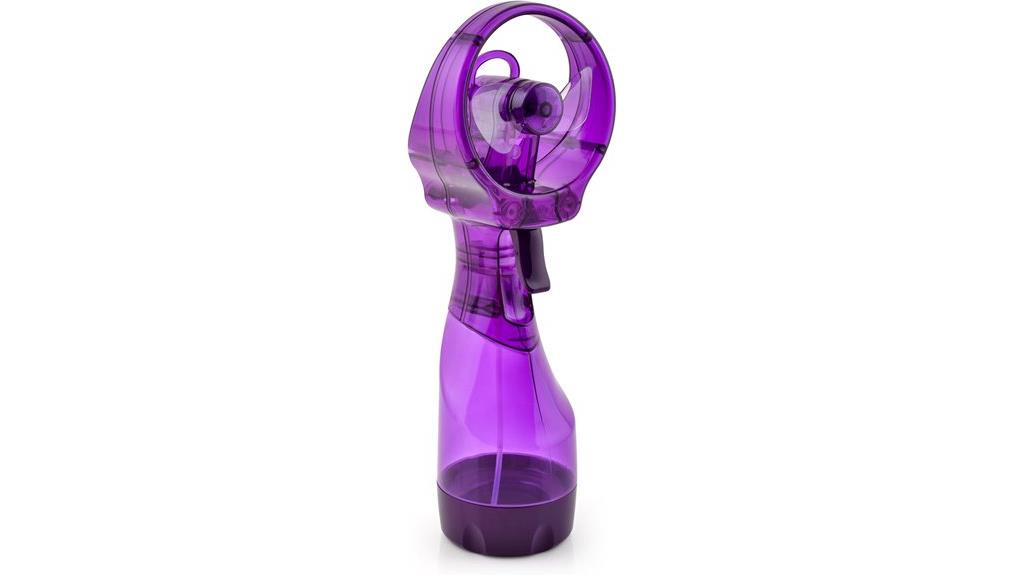 purple battery misting fan