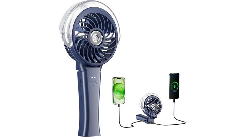 rechargeable misting fan with large battery