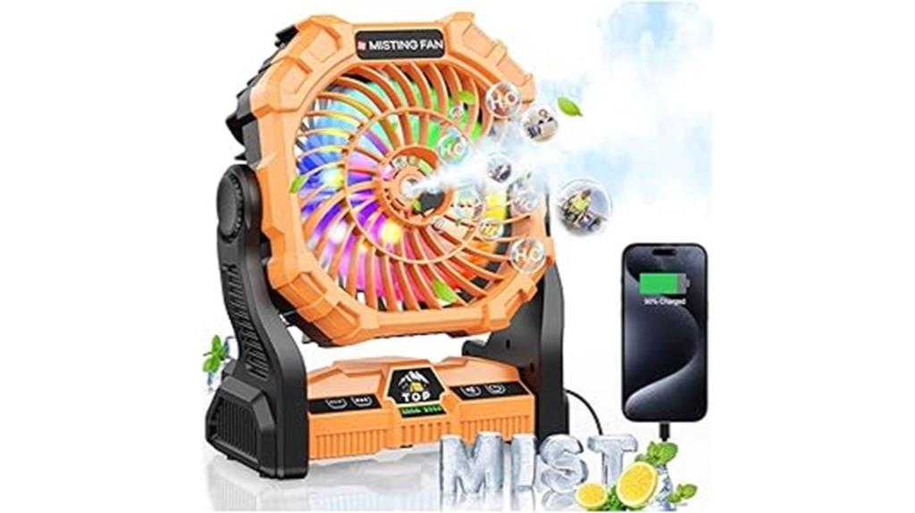 rechargeable rgb camping fan