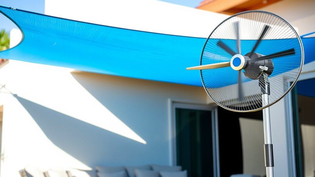 strategic shade sail fan placement