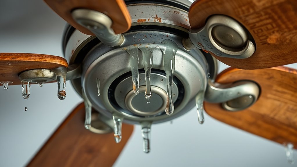 water damage causes ceiling fan issues