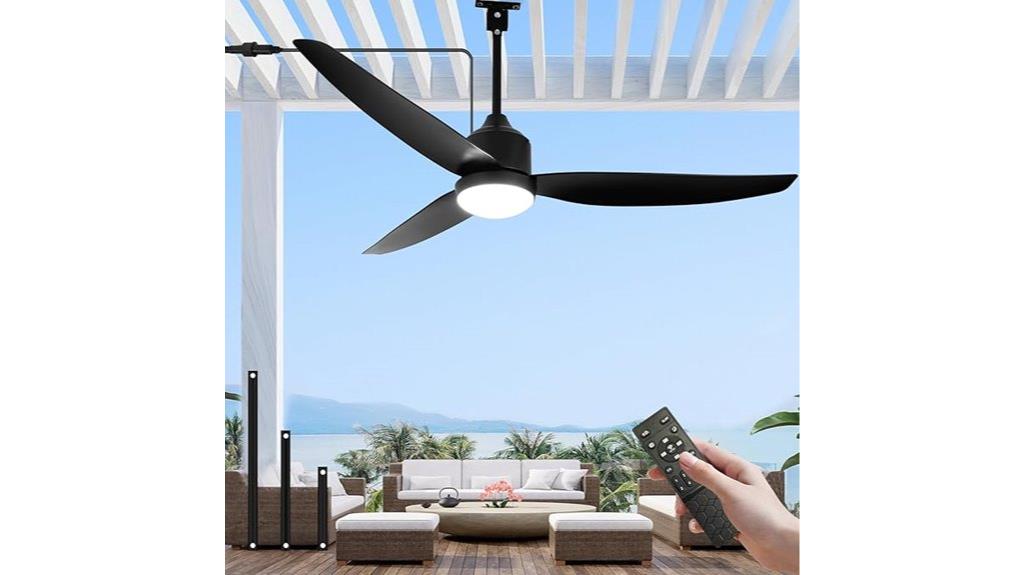 black 52 inch dimmable fan