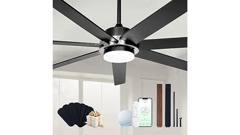 black wifi dimmable ceiling fan