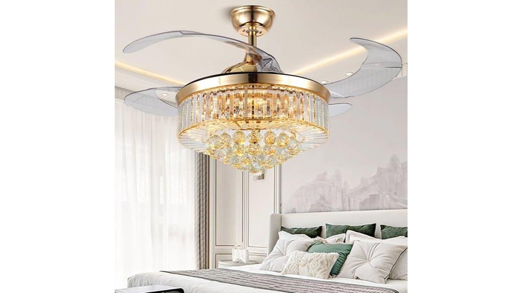 gold led crystal fan