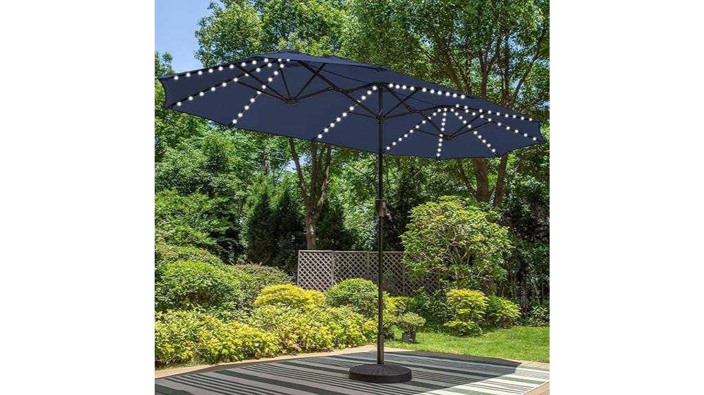large patio umbrella with solar lights