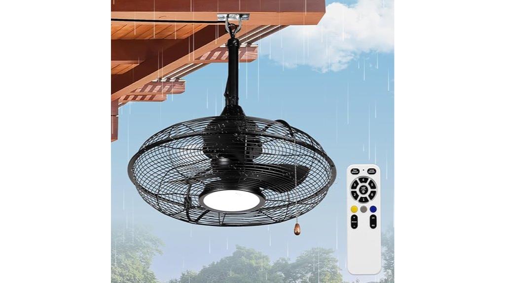 outdoor black fan with lighting
