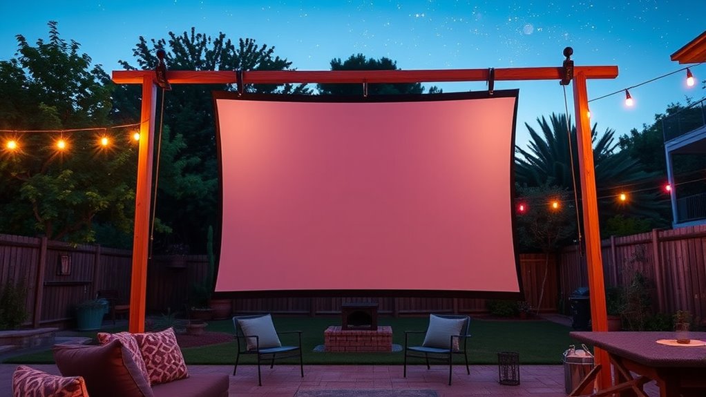 outdoor projector screens with fan hooks