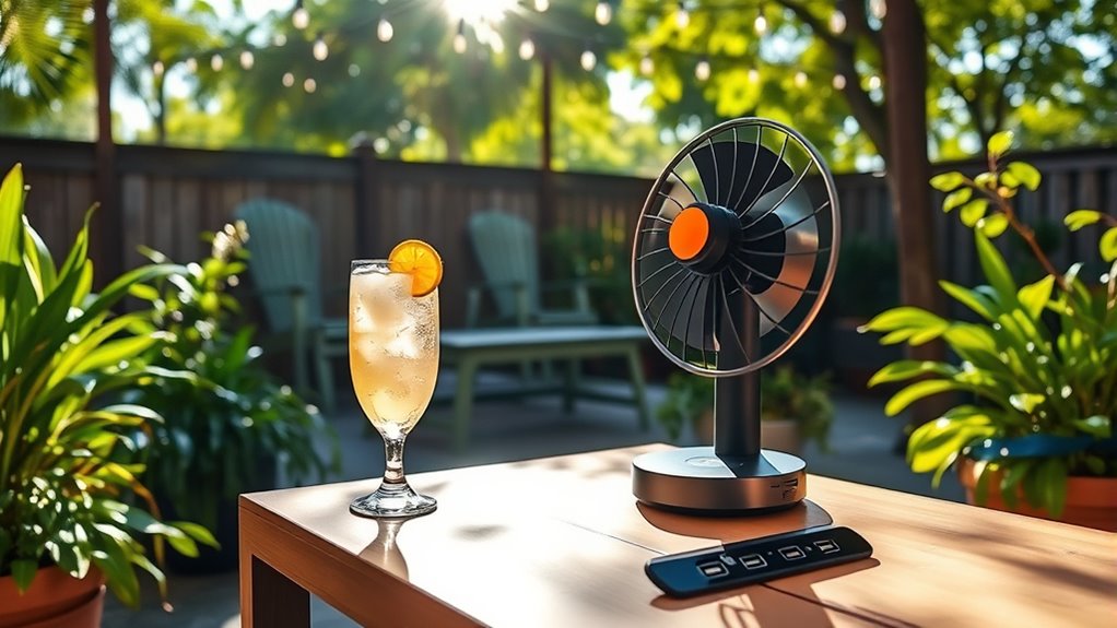 patio tables with usb fans