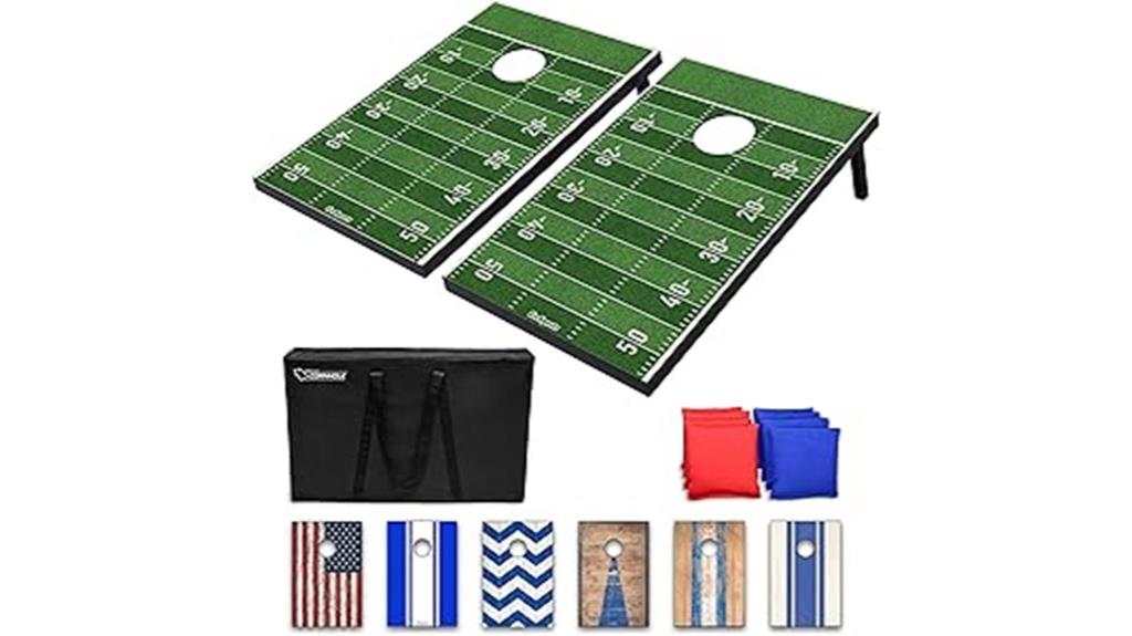portable cornhole game set