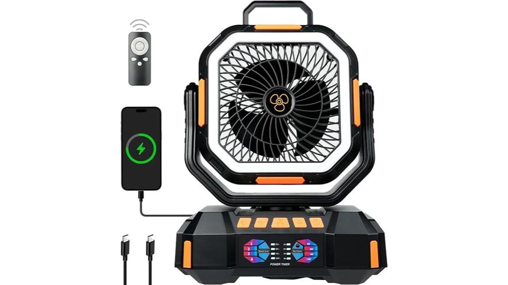 portable led fan with light