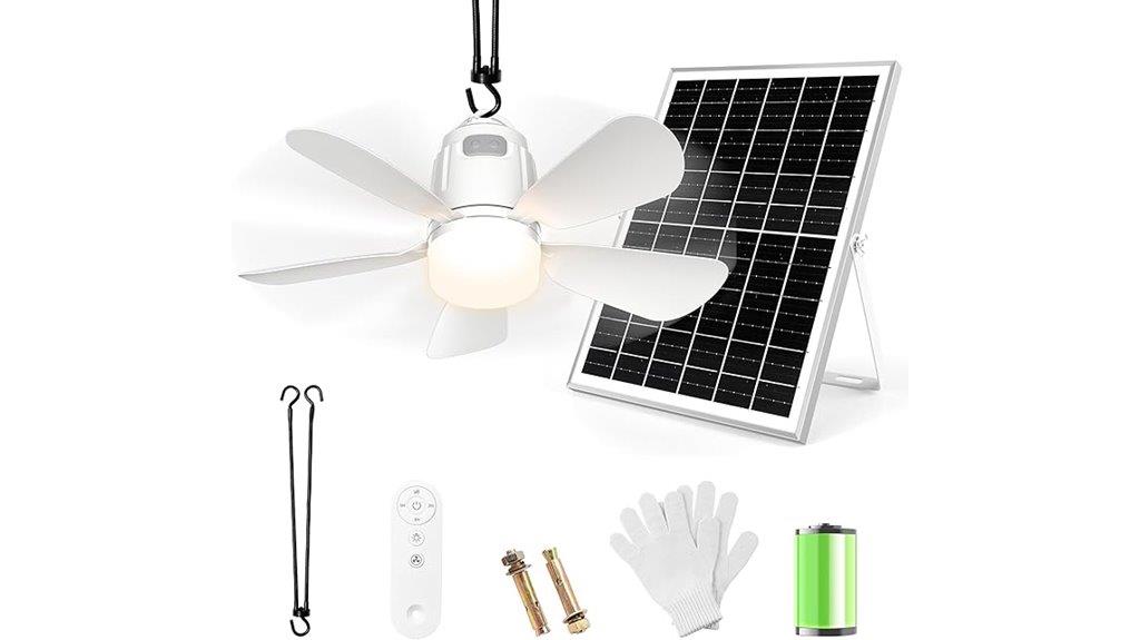 portable solar fan light