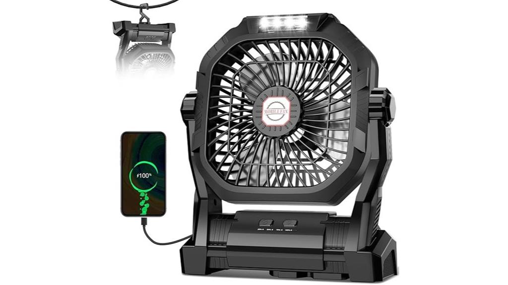 rechargeable camping fan features