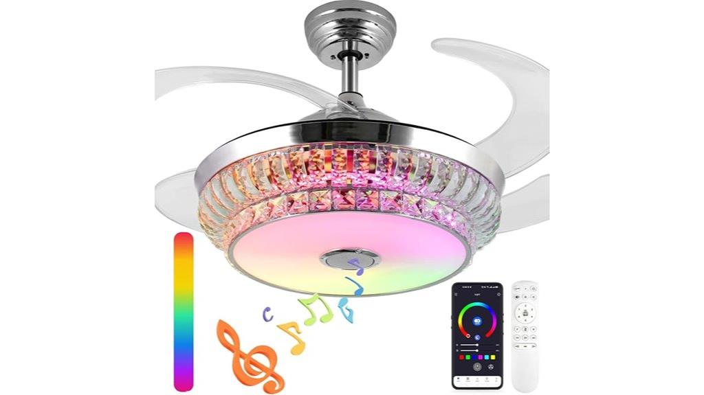 retractable fan with lighting