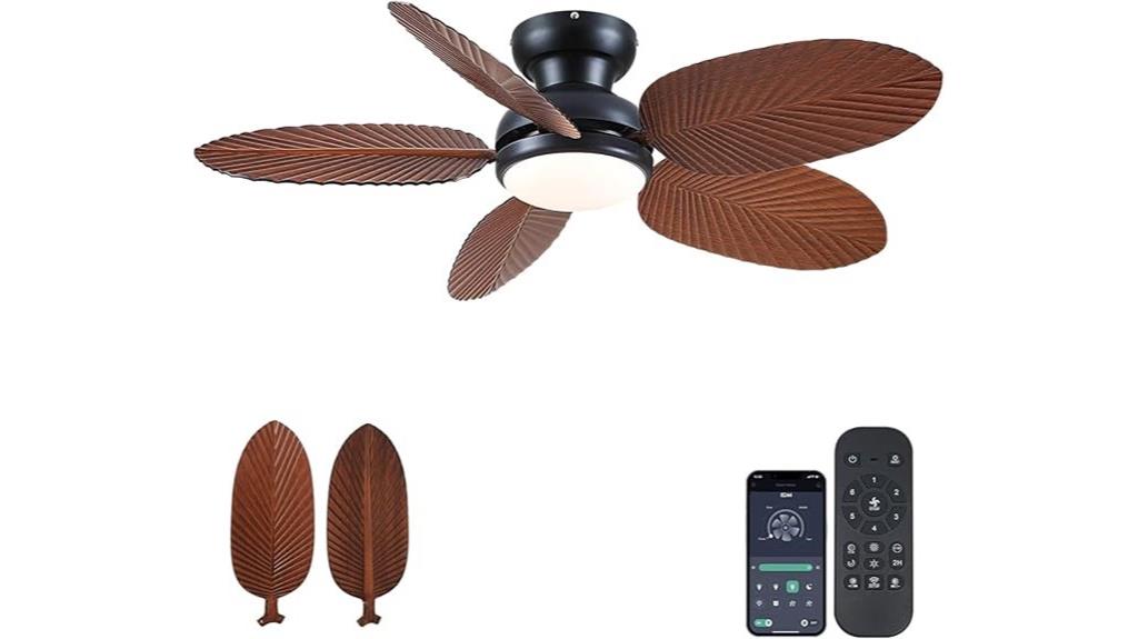 tropical palm leaf ceiling fan