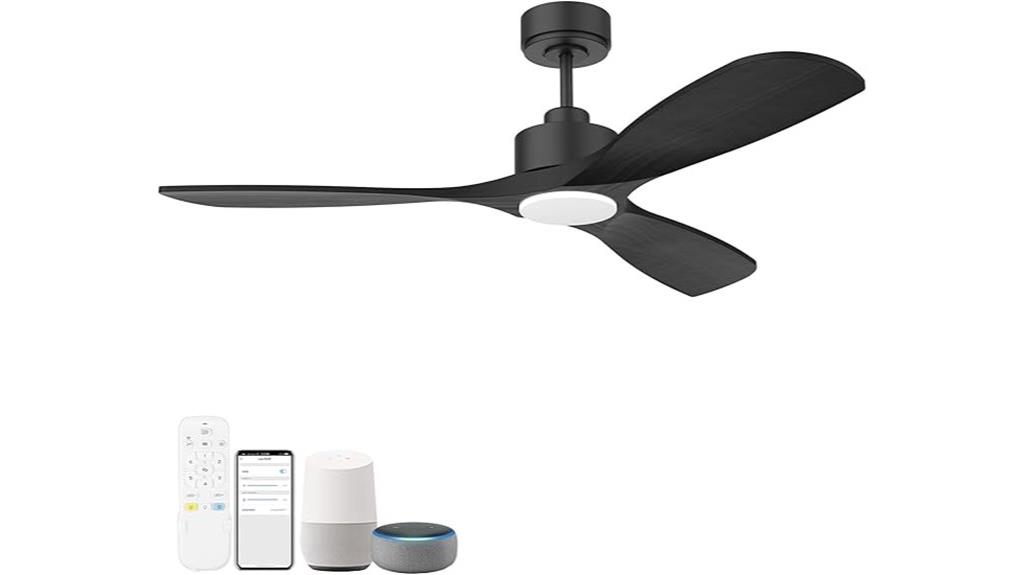 wooden fan with smart controls