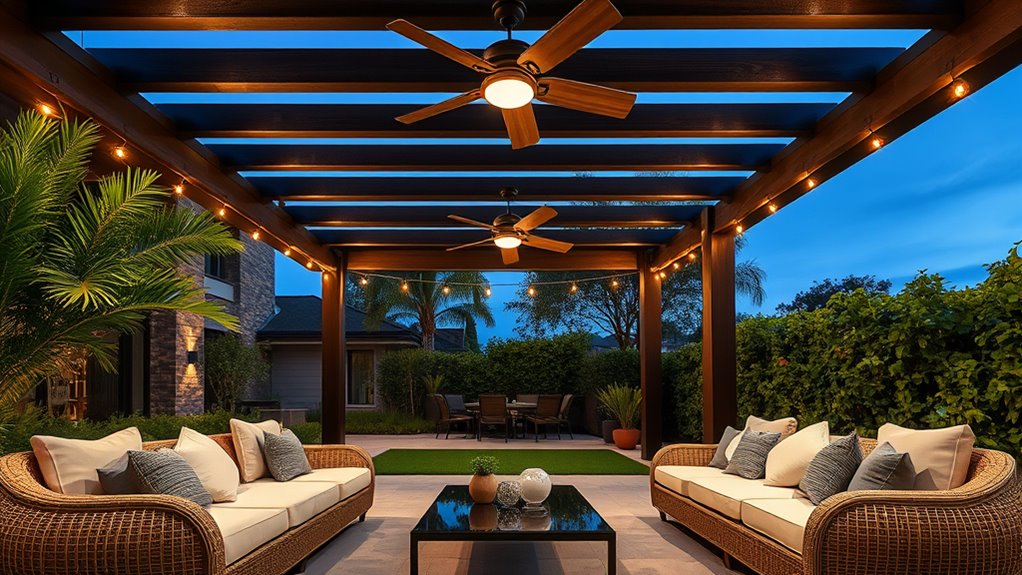 outdoor lounge lighting fans