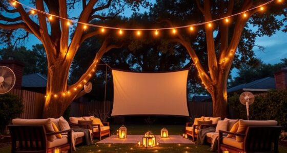 outdoor movie night setup