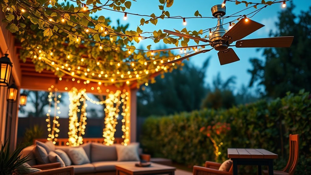 patio lighting and fans