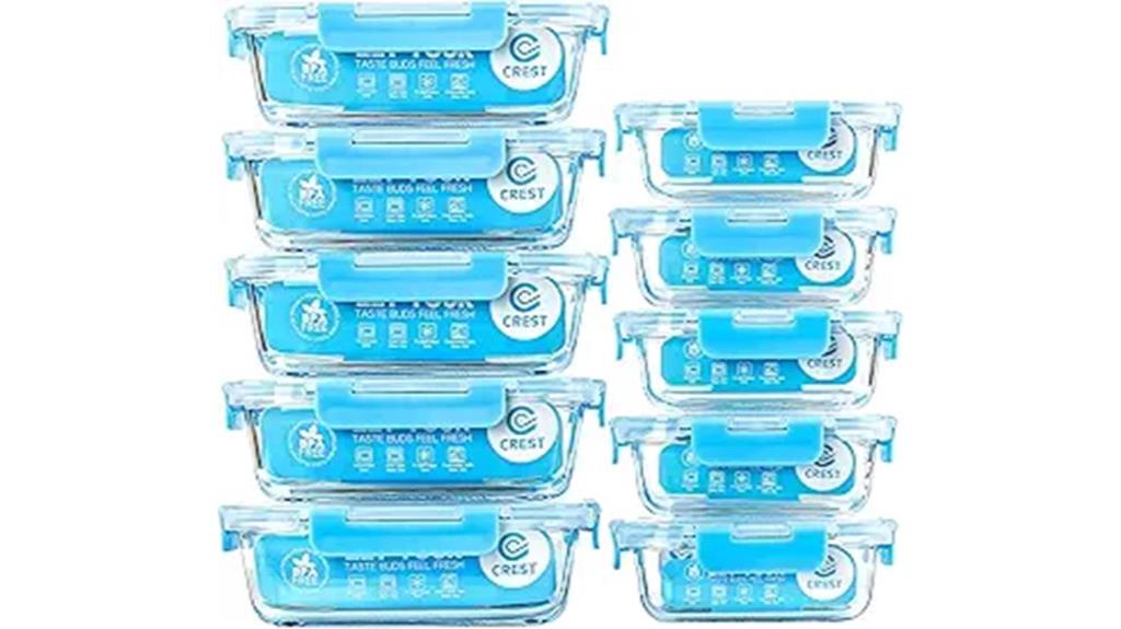 c crest glass meal containers