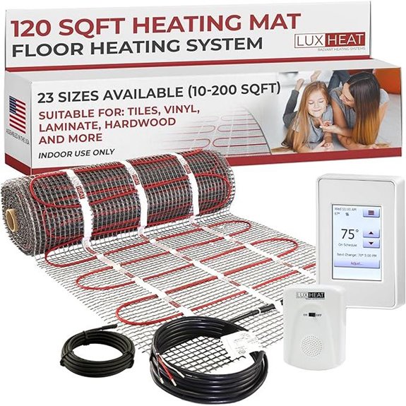 LuxHeat 120 sqft Floor Heating Mat Kit with Thermostat