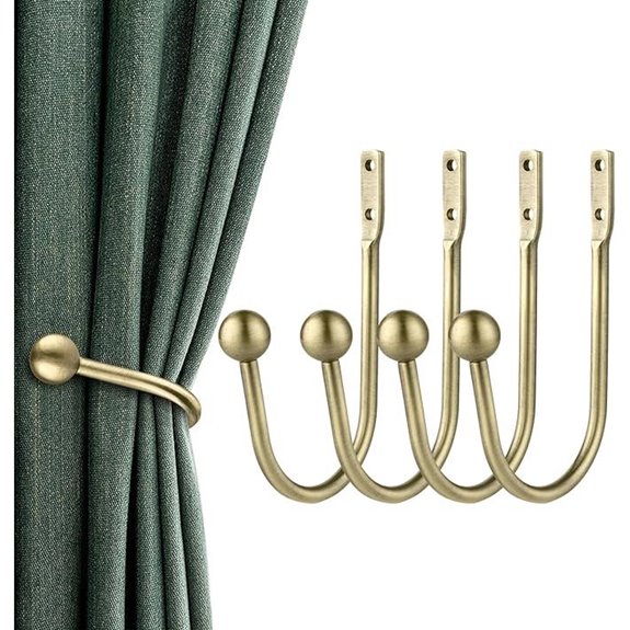 Antique Brass Curtain Holdbacks (4pcs) Wall Mount Hooks