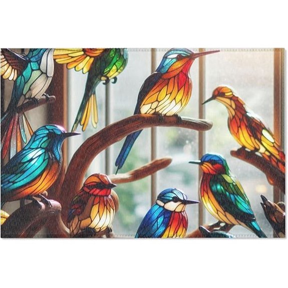Stained-Glass Bird Sculptures Area Rug 24 * 36 in