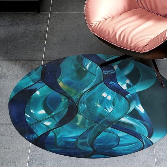 Non-Slip Washable Blue Glass Sculpture Area Rug