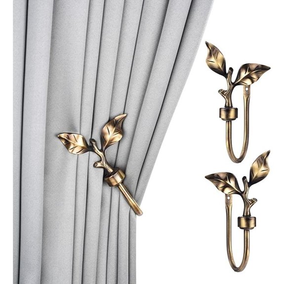Leaf-Shaped Metal Curtain Holdbacks (Pair Bronze)
