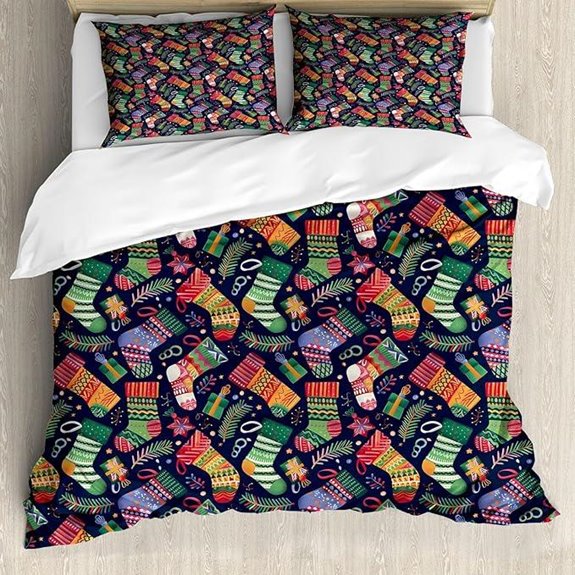 Ambesonne Christmas Duvet Cover Set with Stockings