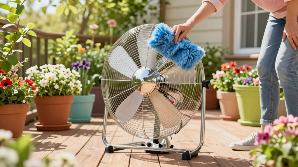 clean patio fan regularly