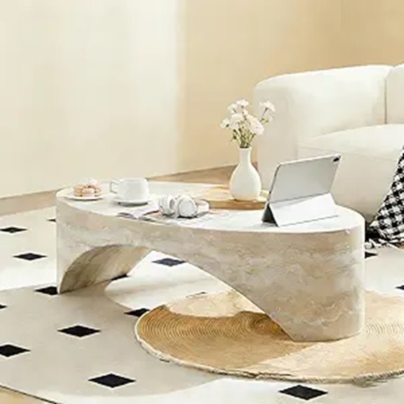 Modern Arched Fiberglass Coffee Table for Living Room